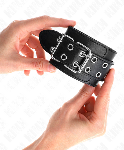 KINK - DOUBLE BUCKLE WRIST RESTRAINTS BLACK ADJUSTABLE 19-26 CM