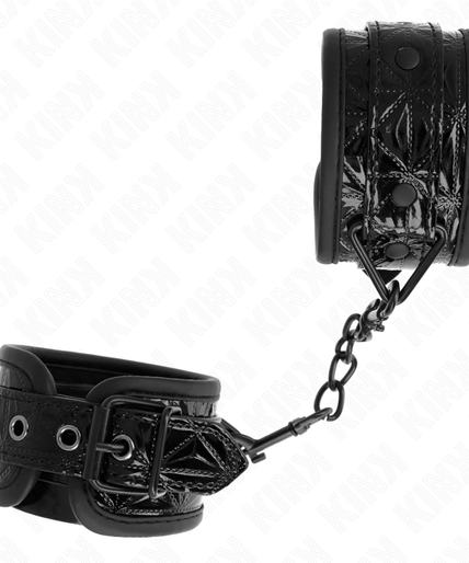 KINK - DIAMOND PATTERN WRIST RESTRAINTS BLACK ADJUSTABLE 17-26 CM X 5.5 CM