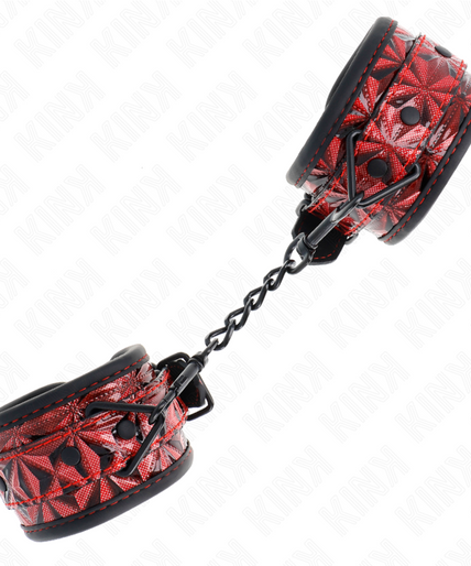 KINK - DIAMOND PATTERN WRIST RESTRAINTS DARK RED ADJUSTABLE 17-26 CM X 5.5 CM