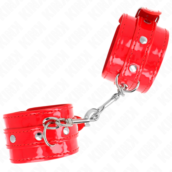 Kink – Shiny Hand Cuffs Red Adjustable 23 – 33 Cm