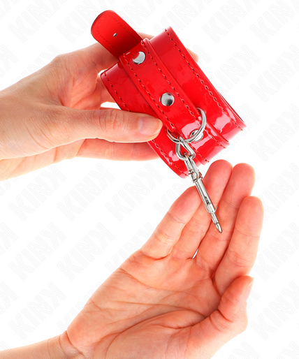 KINK - SHINY HAND CUFFS RED ADJUSTABLE 23-33 CM