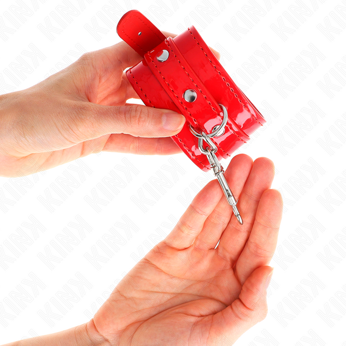 Kink – Shiny Hand Cuffs Red Adjustable 23 – 33 Cm