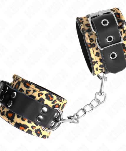 KINK - LEOPARD REAL LEATHER WRIST RESTRAINT ADJUSTABLE 18-29 CM X 5.5 CM