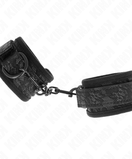 KINK - DARK LACE COVERED WRIST CUFFS NEOPRENE ADJUSTABLE BLACK 20-29 CM X 5 CM