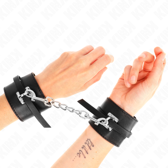 KINK - DELUXE AFSLUITBARE POLSBANDEN ZWART VERSTELBAAR 14.5-21 CM X 6 CM