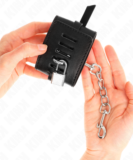 KINK - DELUXE LOCKING WRIST RESTRAINTS BLACK ADJUSTABLE 14.5-21 CM X 6 CM