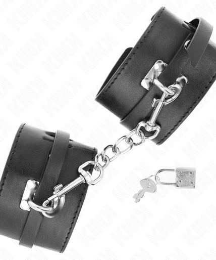 KINK - DELUXE LOCKING WRIST RESTRAINTS BLACK ADJUSTABLE 14.5-21 CM X 6 CM