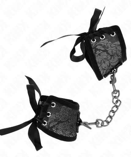 KINK - SCANDAL WRIST RESTRAINTS BLACK LACE DETAILS 24.5 CM X 6.5 CM