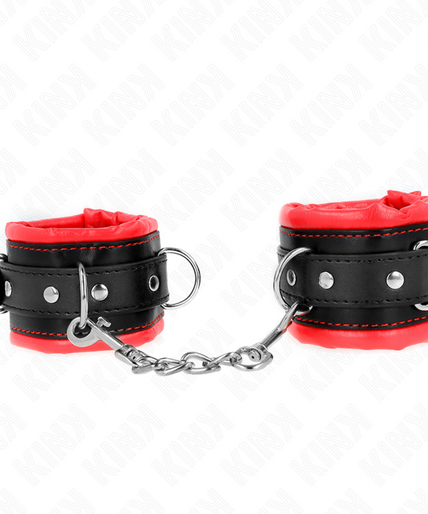 KINK - HEAVY WRIST RESTRAINTS WITH RED FUR LINED ADJUSTABLE 20-30 CM X 6 CM