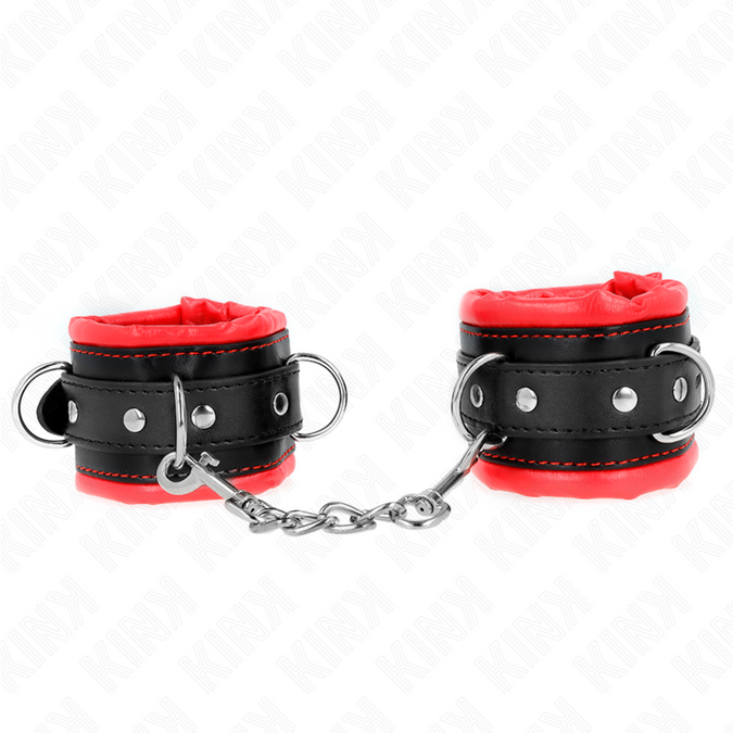 Kink – Zware polsboeien met rode bontvoering, verstelbaar 20 – 30 cm x 6 cm