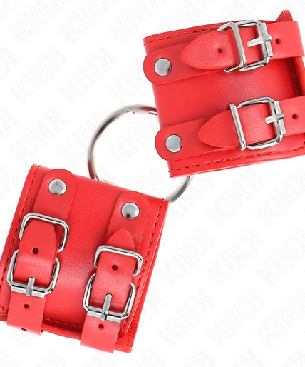 KINK - FIXED WRIST RESTRAINTS WITH RING AND STUDS ADJUSTABLE RED 17-22 CM X 6.5 CM