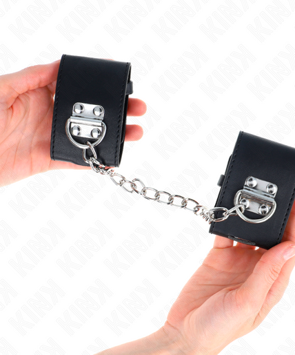 KINK - FIXED WRIST RESTRAINTS WITH CHAIN 30 CM AND PADLOCK CLOSURE BLACK ADJUSTABLE 16-23 CM X 5.5 CM