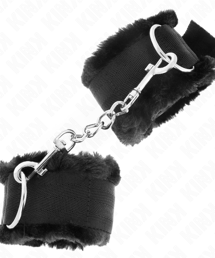 KINK - FURRY LINED WRIST RESTRAINTS BLACK ADJUSTABLE 17-31 CM X 7 CM
