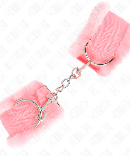 KINK - FURRY LINED WRIST RESTRAINTS PINK ADJUSTABLE 17-31 CM X 7 CM