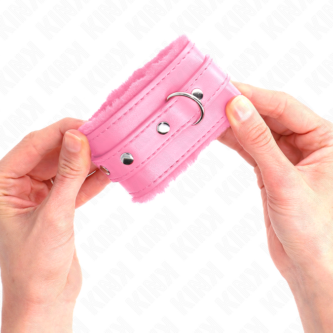 KINK - PREMIUM ROZE GEVOERDE POLSBOEIEN ROZE MET ROZE RIEM VERSTELBAAR 17-29 CM X 6 CM