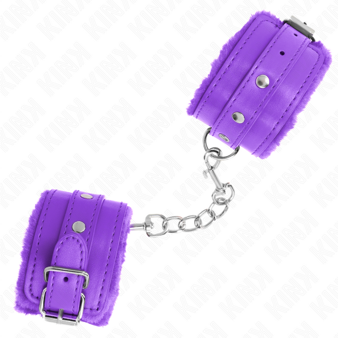 KINK - PREMIUM MET BONT GEVOERDE POLSBANDEN PAARS MET PAARSE RIEM VERSTELBAAR 17-29 CM X 6 CM