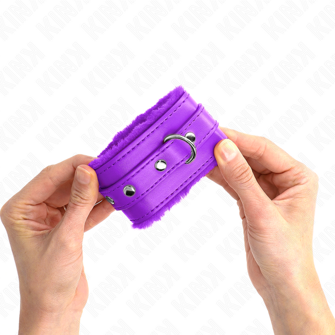 KINK - PREMIUM MET BONT GEVOERDE POLSBANDEN PAARS MET PAARSE RIEM VERSTELBAAR 17-29 CM X 6 CM