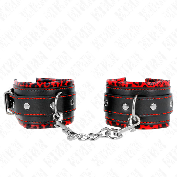 KINK - POLSBROEKEN MET BONTVOERING ROOD / ZWART VERSTELBAAR 17-29 CM X 6 CM