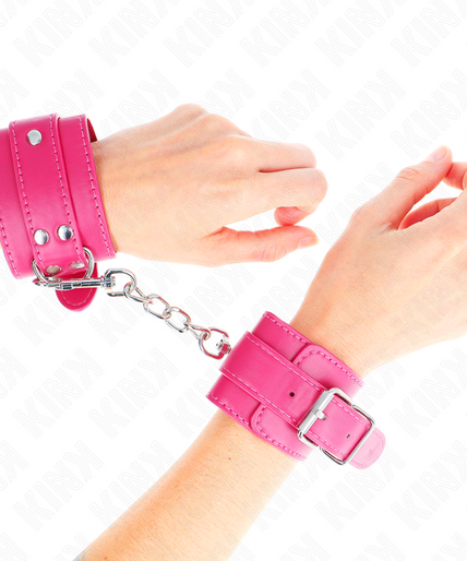 Kink – Handgelenkfesseln Himbeerrose mit Himbeerrose-Futter Verstellbar 20 – 28 Cm X 5,5 Cm