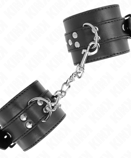 KINK - WRIST RESTRAINTS BLACK WITH BLACK BELT ADJUSTABLE 17-28 CM X 6 CM
