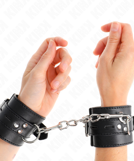 KINK - WRIST RESTRAINTS BLACK WITH BLACK BELT ADJUSTABLE 17-28 CM X 6 CM