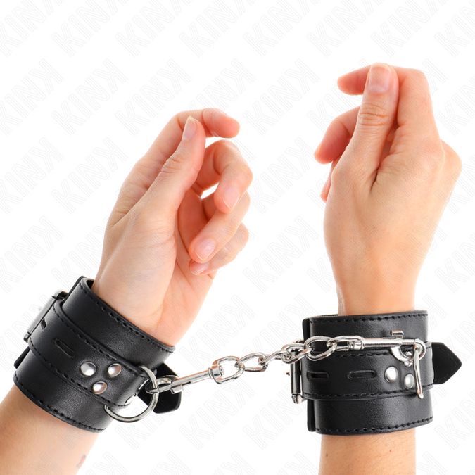 Kink – Wrist Restraints Black With Black Belt Adjustable 17 – 28 Cm X 6 Cm