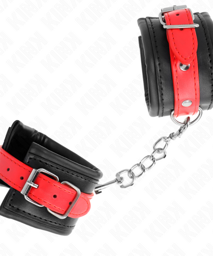 KINK - WRIST RESTRAINTS BLACK WITH RED BELT ADJUSTABLE 17-28 CM X 6 CM