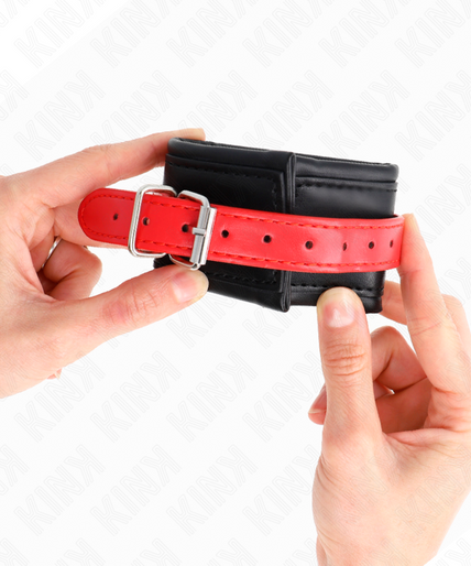 KINK - WRIST RESTRAINTS BLACK WITH RED BELT ADJUSTABLE 17-28 CM X 6 CM