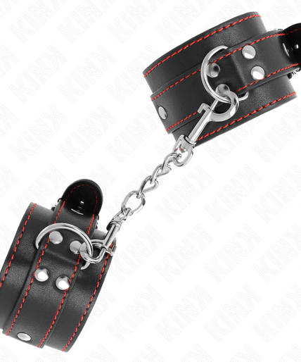 KINK - WRIST RESTRAINTS BLACK WITH RED LINING ADJUSTABLE 20-28 CM X 5.5 CM