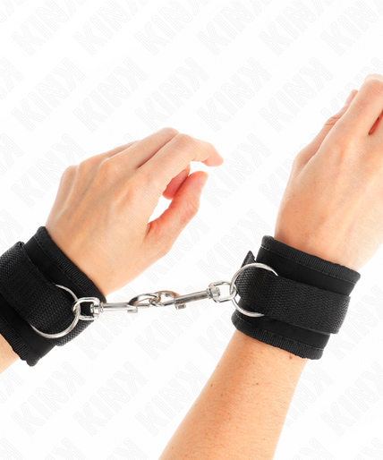 KINK - NYLON BIND HOOK&LOOP WRIST RESTRAINTS BLACK MODEL 2 ADJUSTABLE 18-35 CM X 6 CM