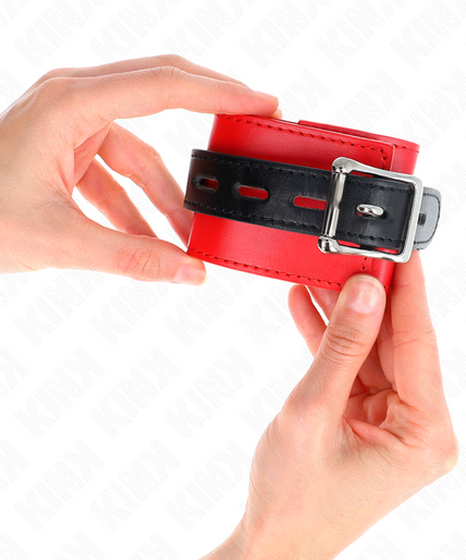 KINK - WRIST RESTRAINTS RED WITH BLACK BELT ADJUSTABLE 17-28 CM X 6 CM