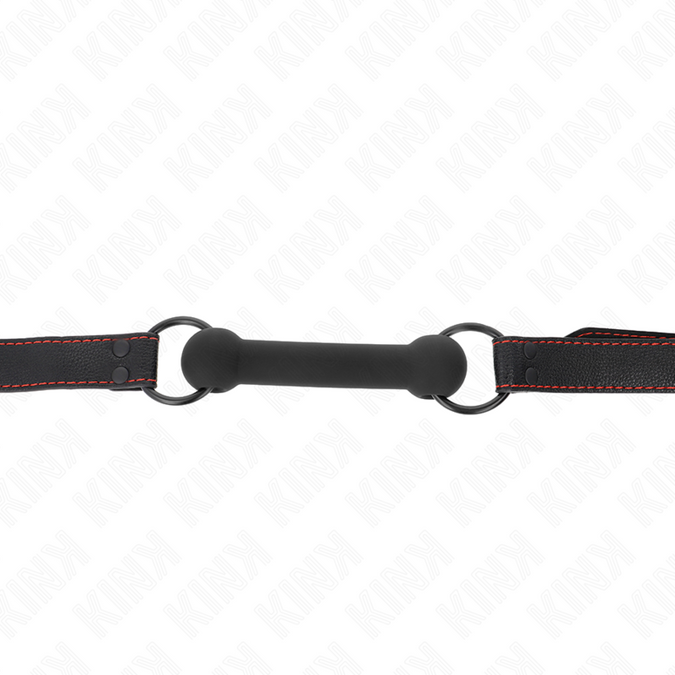 Kink – Bone Gag With Leatherette Strap Black Adjustable 41 – 57 Cm