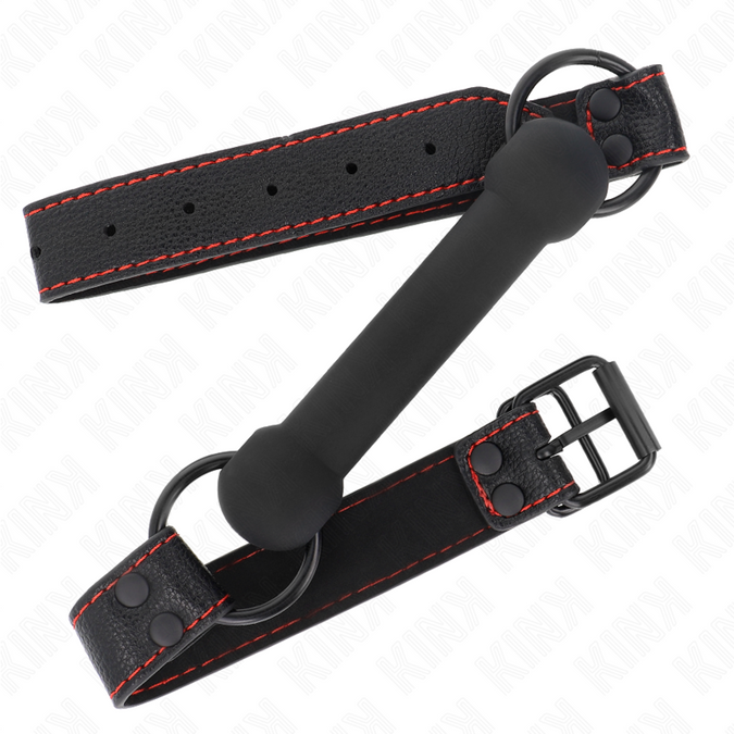 Kink – Bone Gag With Leatherette Strap Black Adjustable 41 – 57 Cm