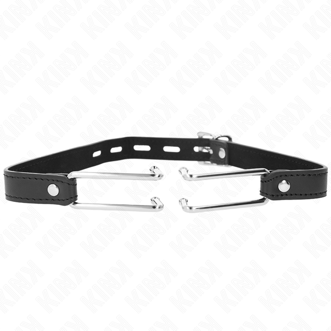 Kink – Metalen Haak Mondknevel 11,5 cm met verstelbare leren band 39 – 58 cm x 2 cm