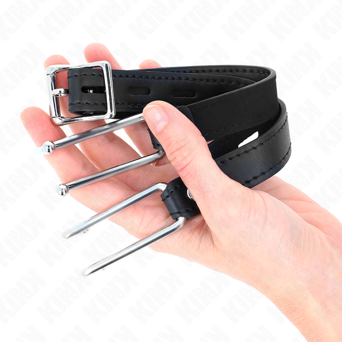 Kink – Metalen Haak Mondknevel 11,5 cm met verstelbare leren band 39 – 58 cm x 2 cm