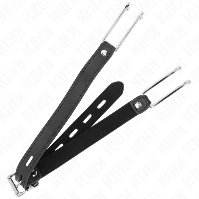 Kink – Metalen Haak Mondknevel 11,5 cm met verstelbare leren band 39 – 58 cm x 2 cm