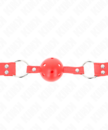 KINK - COMPLETE RED HOLLOW HARD BALL GAG 62 x 2 CM
