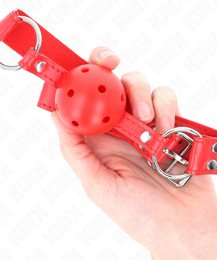 KINK - COMPLETE RED HOLLOW HARD BALL GAG 62 x 2 CM