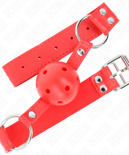 KINK - COMPLETE RED HOLLOW HARD BALL GAG 62 x 2 CM