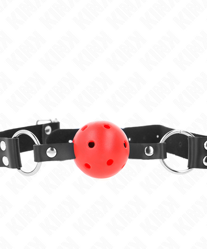 KINK - BREATHABLE BALL 4 CM GAG WITH DOUBLE RIVET RED 62.5 x 2.5 CM ADJUSTABLE 42-58 CM