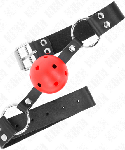 KINK - BREATHABLE BALL 4 CM GAG WITH DOUBLE RIVET RED 62.5 x 2.5 CM ADJUSTABLE 42-58 CM