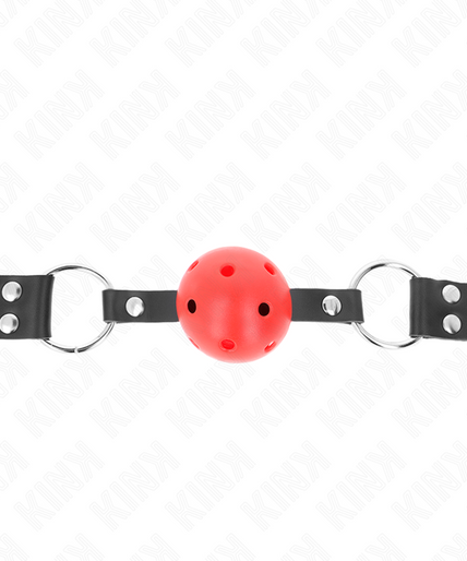 KINK - BREATHABLE BALL 4 CM GAG WITH DOUBLE RIVET RED 62.5 x 2.5 CM ADJUSTABLE 42-58 CM