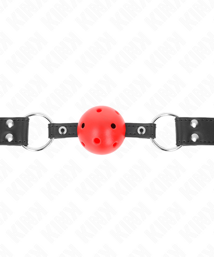 KINK - BREATHABLE BALL 4 CM GAG WITH DOUBLE RIVET LEATHER 62.5 x 2.5 CM ADJUSTABLE 42-58 CM