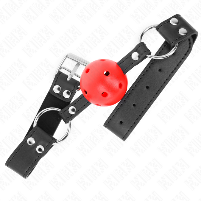 KINK - ADEMENDE BAL KNEVEL 4 CM MET DUBBELE KLINKNAGEL LEER 62,5 x 2,5 CM VERSTELBAAR 42-58 CM