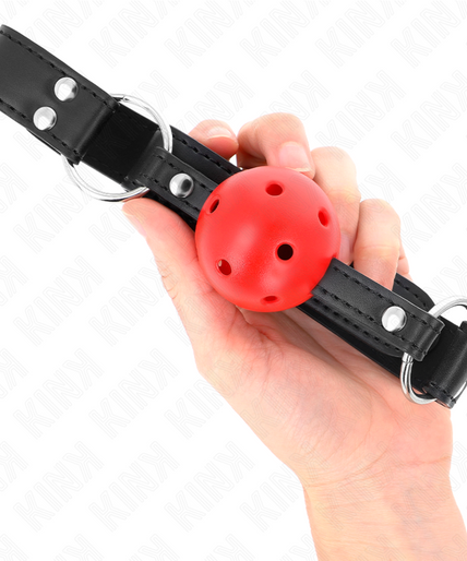 KINK - BREATHABLE BALL 4 CM GAG WITH DOUBLE RIVET LEATHER 62.5 x 2.5 CM ADJUSTABLE 42-58 CM