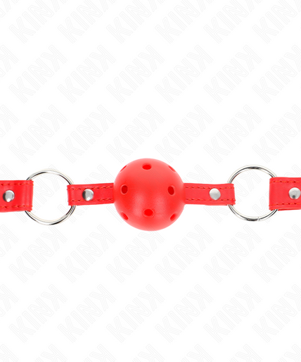 KINK - BREATHABLE BALL 4 CM GAG WITH DOUBLE RIVET MODEL 1 RED 62.5 x 2.5 CM ADJUSTABLE 42-58 CM