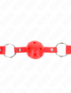 Kink – Ademend Ball Gag 4 cm met Dubbele Nieten Model 1 Rood 62,5 x 2,5 cm Verstelbaar 42 – 58 cm