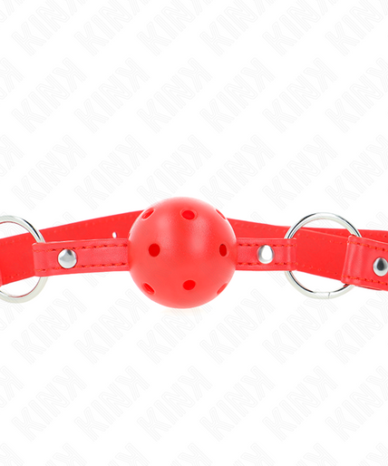 KINK - BREATHABLE BALL 4 CM GAG WITH DOUBLE RIVET MODEL 1 RED 62.5 x 2.5 CM ADJUSTABLE 42-58 CM