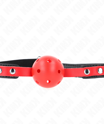 KINK - RED HOLLOW HARD BALL 4 CM GAG BLACK STRAP 60 x 2 CM ADJUSTABLE 37-52 CM