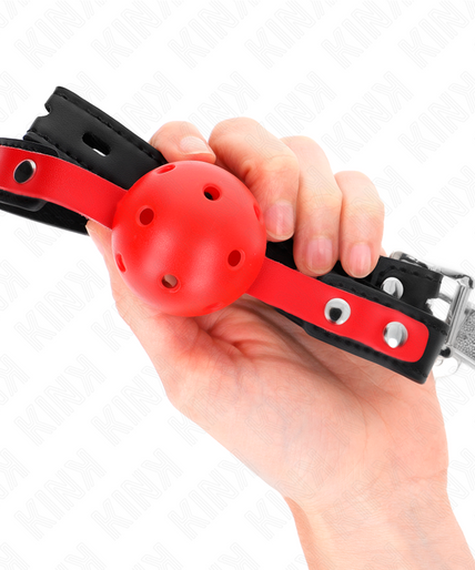 KINK - RED HOLLOW HARD BALL 4 CM GAG BLACK STRAP 60 x 2 CM ADJUSTABLE 37-52 CM